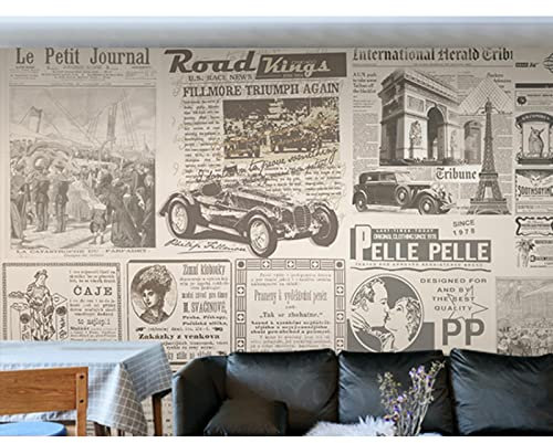 Old Newspaper Wallpaper in Europe and America in 1980s and 1990s and Murals in Milk Tea Shops and Dessert Shops Papel DE Parede