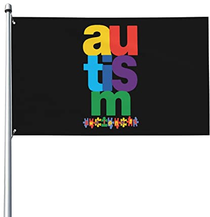 Gartenfahne 90x150cm, Autismus Bewusstsein Willkommensflagge Lustige Flagge Mit Ösen Strapazierfähiges Dekorative Fahnen, Für Garten, Veranda