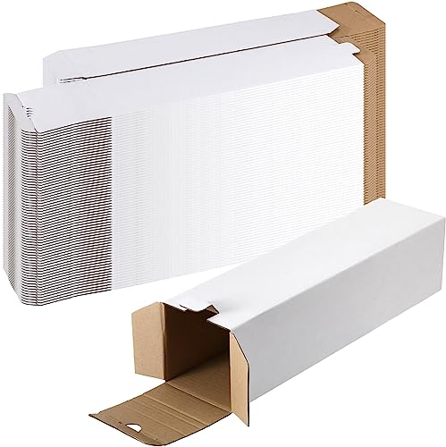 Colarr 50 Pcs Mailing Tube 3 x 3 x 12 Inches Corrugated Cardboard Box Square Shipping Tubes Moving and Storage Tumbler Boxes Bulk for Shipping for Packagin(White)