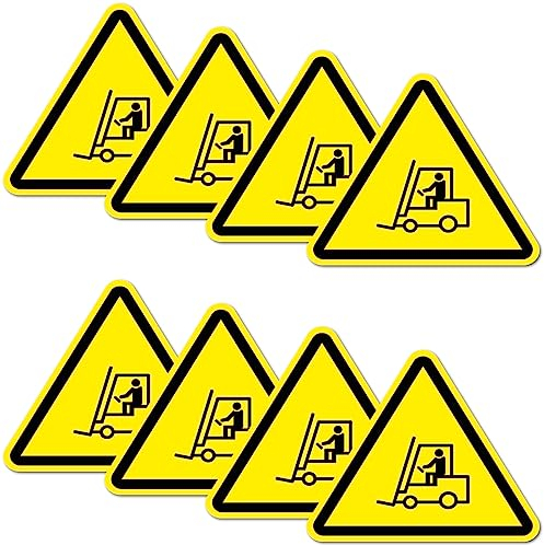 8 Stück Warnhinweis Aufkleber 6x5cm Flurfoerderzeugen Stapler UV Schutz laminiert wasserfest Digitaldruck Warnung