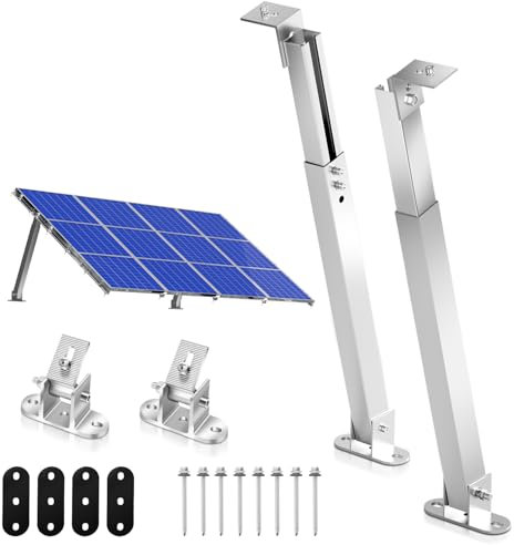 Herrselsam Support de panneau solaire réglable individuellement 0-60 ° pour toit plat, montage de panneau solaire, fixation pour toit plat, mur, bateau, camping-car (1 paire)