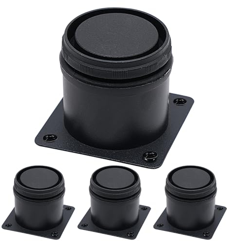 FORYNXHWIN 4 Pcs Black Adjustable Legs, Stainless Steel Furniture Feet, Round Cabinet Legs, Sofa Furniture 0-15mm Adjustable Feet With Screws for Desk/Cupboard/Table/Bed/Cabinets