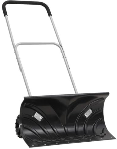 heybb Pala da Neve con Manico Allungabile Nero 66cm Lama Acciaio,Pala da Neve con Ruote Pala da Neve con Profilo in Alluminio Pala da Neve con Manico in Metallo Spazzaneve