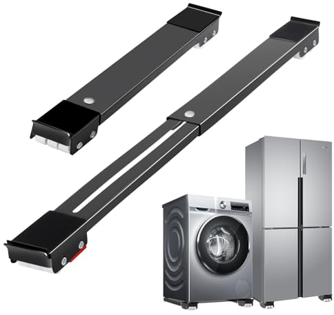 LIAYTRSS Soporte de Muebles con Ruedas, Base de Lavadora ajustable con Frenos con Ruedas, Muebles Móviles Capacidad de Carga 700kg para Lavadoras, Secadoras, Refrigeradores 44,5-72cm (Negro)