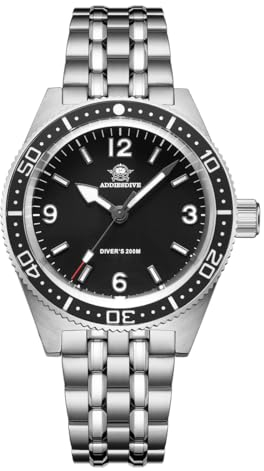 ADDIESDIVE Armbanduhr Herren Analog Quarz Taucher 200m wasserdicht BGW9 Leuchtend Edelstahl