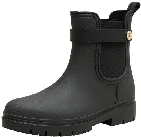Tommy Hilfiger Donna Stivali in Gomma Rubberised Rainboot Impermeabili, Nero (Black), 41