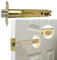 Teilmix 5 Backset Entry Door Latch for 3.03 (7.7mm) Square Standard Interface Knobset, 2-1/8 Cross Bore, Square Corner Faceplate, Non-Handed, Polished Brass fits Standard Doors