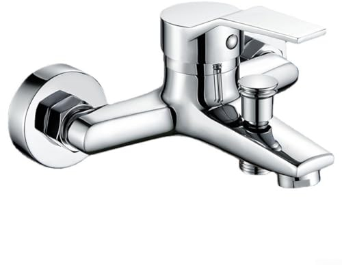 Robinet mitigeur de baignoire à levier unique - Fixation murale - Robinet de baignoire - Robinet de baignoire de salle de bain - Chromé - Sortie de 1,27 cm - Pour baignoire et douche