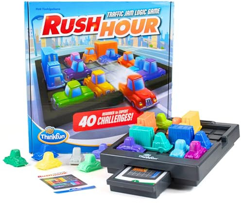 ThinkFun - Rush Hour Juego de Mesa Niños 8 Años, Rompecabezas Niños, Juego de Mesa 8 años o más, Juegos de Mesa Infantiles, Juego de Lógica, 40 Desafios, Nueva Edición