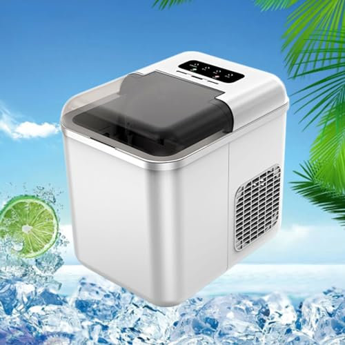 Lakenbroade Countertop Ice Maker Machine with Handle, 26lbs in 24Hrs, 9 Ice Cubes Ready in 6 Mins,9 Cubes in 6 Minutes, Up To 12kg Ice Cubes Daily, 120W Self Cleaning Ice Machine With 1.3L Tank