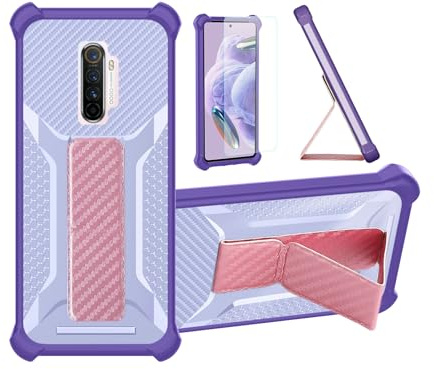 Funda para Realme X2 Pro Funda Carcasa Case Cover [con Protector de Pantalla de Cristal Templado] Híbrida [Soporte Plegable Magnético] [Esmerilado antihuellas] Púrpura