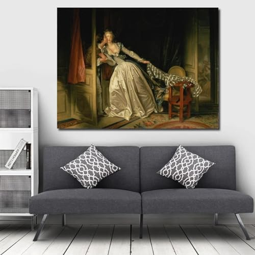 ytonghao Klassisches berühmtes Ölgemälde auf Leinwand, „The Stolen Kiss“, Druck, Poster, Wandkunst, Dekor, Bild für die Heimdekoration, 70 x 100 cm, ohne Rahmen