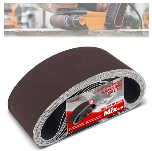 Lot de 15 bandes abrasives en oxyde d'aluminium pour le travail du bois - Grain 80/120/150/240/400 - 100 x 610 mm