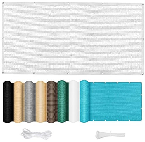 Brise Vue pour Balcon 120 x 600 cm Éviter Les Regard Indiscret Paravent de Balcon de Jardin Au Vent, Résistance à La Déchirure pour Balcon et Clôture Porches, Blanc