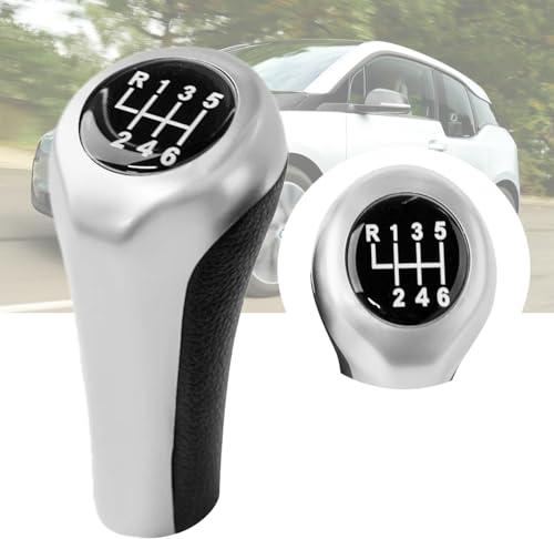 Juttzzei BMW Schaltknauf 6 Gang, Auto Schalthebel für BMW 1er 3er 5er 6er E34 E36 E38 E39 E46 E53 E60 E61 E63 E90 E91 E92 E93 M3 M4 M5 X1 X3 X5 X6 Schaltknauf, Premium Leder Bmw E90 Sschaltknauf