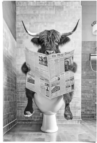 REINDERS Poster, Highlander Toilet, Toilette, Poster, Wanddeko, Room Decor, 150 gr. glänzend Bilderdruckpapier, Schwarz-Weiß, 91,5x61cm