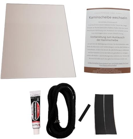 Hochwertige Kaminofen Scheibe passgenau für Wamsler Typ 101 - gerade 455x365x4mm - passend für diverse Wamsler Modelle + Dichtung + Montageanleitung