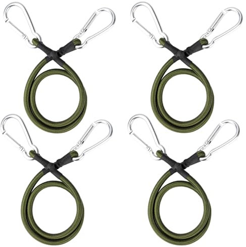 Cisolen 4Pcs Bungee Cords with Carabiner Clips 60cm Bungee Straps Luggage Tie Elastic Rope Cord with Hooks for Camping Tarps Bike Rack Tent Car Luggage