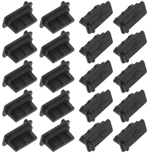 20 Stücke USB Schutzkappe,Staubschutz Stöpsel Typ USB-A Staubstopfen Aus Silikon Schützen Sie Jeden USB-A-Anschluss Staubschutzstöpsel Sind für Laptops und Desktop-Computer Geeignet (Schwarz)