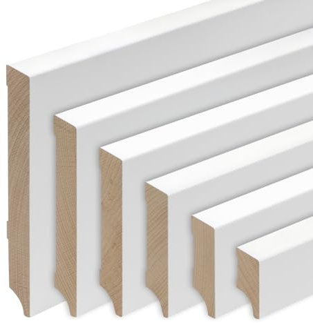 REESE | Sockelleisten | Leipziger Profil | Buche Weiß | abgeschrägt 120mm