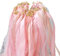 Whemyreat Lot de 50 baguettes roses pour mariage avec cloche, baguettes romantiques en dentelle avec rubans de mariage, serpentins magiques, cadeaux d'invités, baguette de fée en soie, pour mariages,