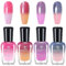 Colour Changing Nail Polish Sets - 4PCS Shimmer Glitter Nail Varnish Sets for Women - Thermal Temperature Nail Polish Quick Dry - No Bake Rose Pink Purple Blue Sparkly Nail Polish