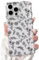 NITITOP Compatible with iPhone 14 Pro Max Case Curly Clear Cute Floral Flower Leaves Design for Women Girls Artistic Wavy Frame Soft TPU Shockproof Protective Full Camera Protection Cover - Black