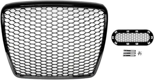 YAOOYHUILIYING Auto-Front- und Kühlergrills, Frontnierengrill, Doppelbrückengrill, aufsteckbare Frontgrillblende, Compatible with Audi A6 C6 4F 2008-2011