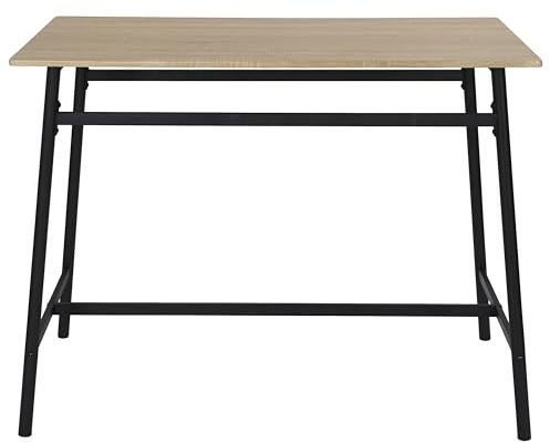 HOME DECO FACTORY Küchenwagen auf Rollen mit Arbeitsplatte Holz | Stehtisch aus Metall, modernes Design, robust und einfach zu montieren, für Küche oder Bar, braun und schwarz