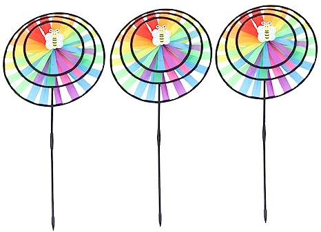 Kisangel 2 Sätze Drehscheibe Mit DREI Schichten Windmühle Windräder Für Den Garten Konstruktionsspielzeug Mädchen Spielzeugauto Windspinner Zappeln Stoff Colorful 3 Stück * 2