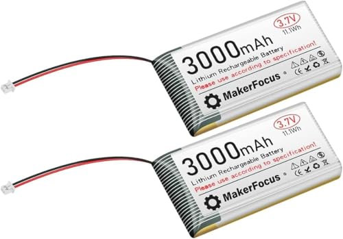 YELUFT 2 Stück 3.7V 3000mAh Lithium Polymer Akku 1S 1C Wiederaufladbare Batterie mit Schutzplatine und Micro JST 1.25 Stecker für ESP32 Entwicklungsboard