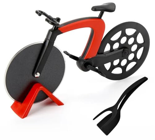 Pizza Cutter and Silicone Spatula, Bicycle Pizza Cutter with Non-Stick Stainless Steel Blades, Unique Gift for Cyclists, Men, and Bike Lovers, Durable & Fun Kitchen Tool