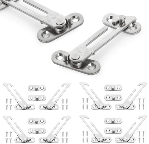 8 PCS Window Restrictors Locks, 304 Stainless Steel Window Safety Locks for UPVC with Screws Left and Right Window Restrictor Hook Restrictor Catch Safety