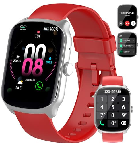 ZHINDVIS Reloj Inteligente Hombre Mujer, Smartwatch HD Pantalla, 110+ Modos Deportivos, Rojo