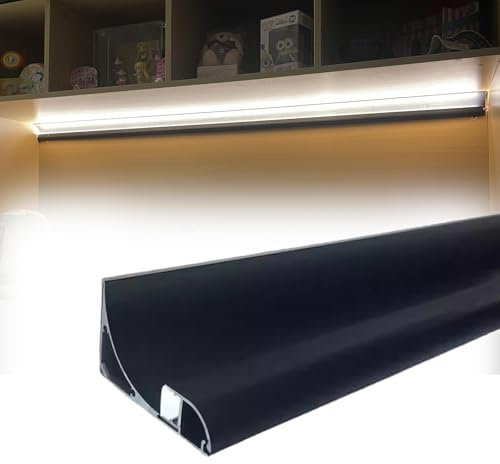 WLCGYD Corniche LED Plafond Profilé LED Noir Et Blanc pour Bande LED 15/8/12 Mm, Rail Diffuseur LED avec Couvercle, Profilé LED en Aluminium Moulé sous Pression(Black 8cm,1m)