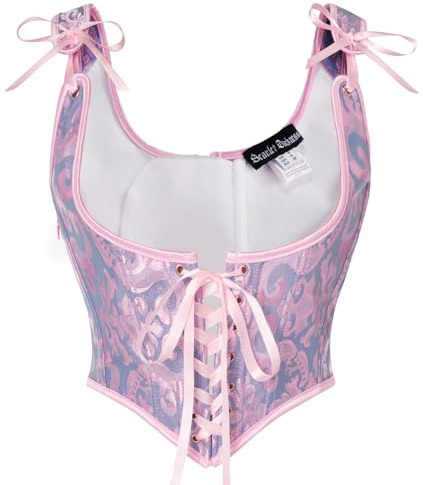 SCARLET DARKNESS Corset Tops for Women Vintage Floral Underbust Lace Up Corsets Light Purple 12