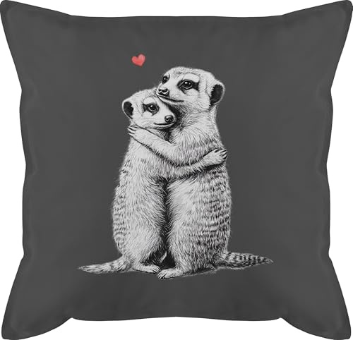 Shirtracer Kissen 50x50 - Ich Liebe Dich Geschenke Erdmännchen Paar Geschenk Pärchen Geschenke Liebe I Paare Geschenk - 50 x 50 cm - Grau - mit für Herz