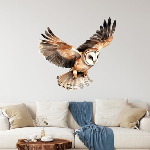 GRAZDesign Eulen Wandtattoo Aquarell Wandaufkleber Wohnzimmer Dekoration Abnehmbare Tier Wandsticker - 61x57cm
