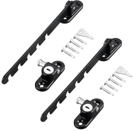 Sichern Sie Ihr Zuhause mit 2 verstellbaren Fensterverriegelungen mit mehrstufigem Begrenzungsmechanismus für Stabilität und Windwiderstand, kompatibel mit mehreren Fensterdesigns (schwarz)