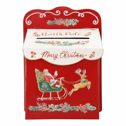 Magie di Natale Lettera del Polo Nord Rossa in Metallo per Decorazioni Natalizie da 26x13x35,5