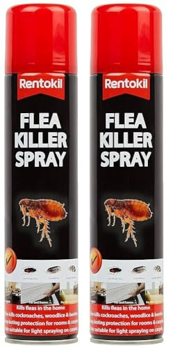 Bazaarist Rentokil Flea Killer Spray 300ml – Ready-to-Use Aerosol Surface Insecticide for Long-Lasting Control of Fleas on Hard Surfaces and Carpets (2PCS)