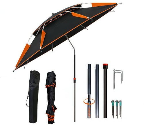 Sombrilla de Playa Ø 160 cm,Giratoria 360°,Paraguas Playa Plegable con Bolsa de Transporte,Sombrilla de Playa,Resistente al Viento,Estable,Protección Solar UV 50 con Estaca,para Balcón,Jardín,Terraza