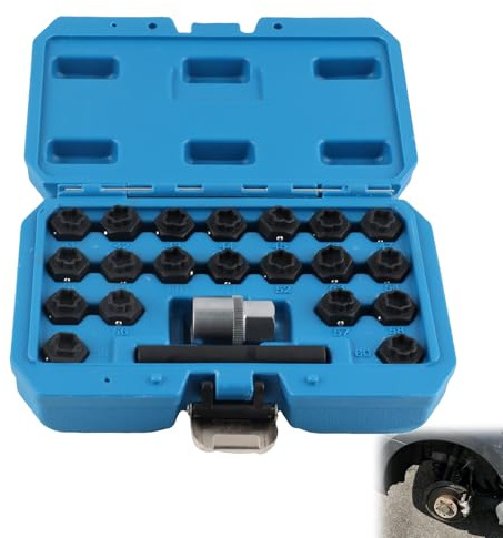VVORHSBELL 22pc Locking Wheel Nut Key Set Compatible with BMW F20 F30 F10 F01 Series 1 3 5 7, OEM 36 2 010, Removal Tool Kit with Adapter Socket & Case