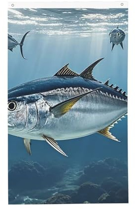 Flaggen, 90 x 152 cm, doppelseitig, Banner, Blauflossen, Thunfisch, Thunnus, 200D, schwere Dekoration, Outdoor-Flagge, Willkommensflagge, mit Messingösen, Gartenflagge für Hochzeit, alle Jahreszeiten