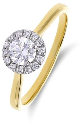 Lucardi - Damen 14 Karat Gelbgoldring mit 0,5 ct Labor-Diamant für Damen - Ring - 585 Gold - Gelbgold - 17.50/55 mm - Nickelfrei