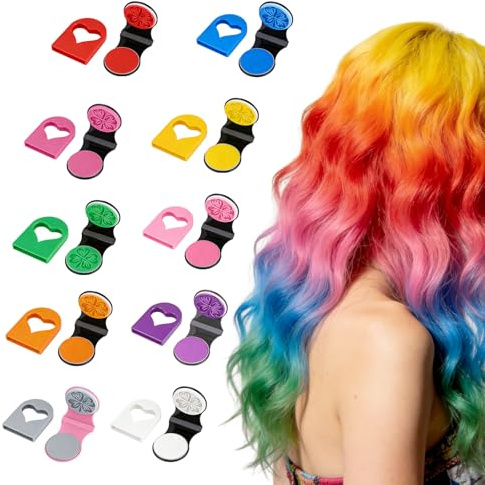 Kuvarix Haarkreide für Mädchen Set, 10 Farben Auswaschbare Haarkreide, Temporäre Haarfärbe-Stifte Farbiges Haarspray für Ostern Karneval Weihnachten Geburtstagsparty Hochzeiten Make-Up
