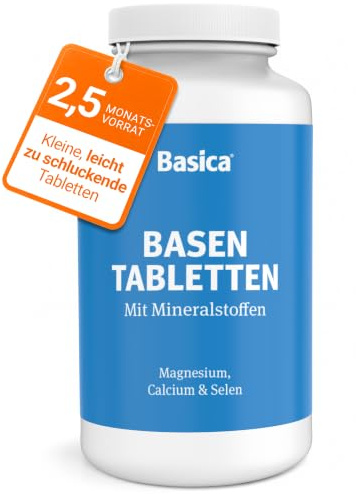 Basica® Compact kleine Basentabletten zum Schlucken - 480 Stück | normale Säure-Basen-Balance | praktisch für unterwegs | vegan, laktosefrei, ohne Zucker | verschiedene basische Mineralien