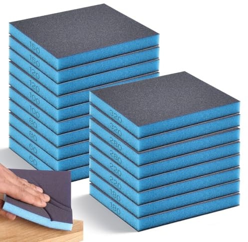 18 Stück Schleifschwamm Holz, Wiederverwendbare Schleifpad 60 80 100 120 150 180 220 280 320 Weiches Schleifblock für Holz Metall Wandschaum Trockenbau