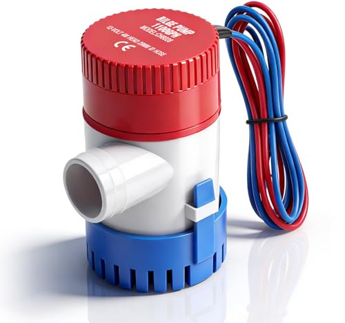 SYNJAUPO Bilgenpumpe 12V 1100GPH, Non-Automatic 29 mm Bilge Pump | Elektrische Lenzpumpe Tauchwasserpumpe für Boote Marine Yacht Outdoor Garten