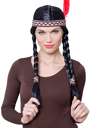 Perücke Indianerin Ama mit Haarband schwarz